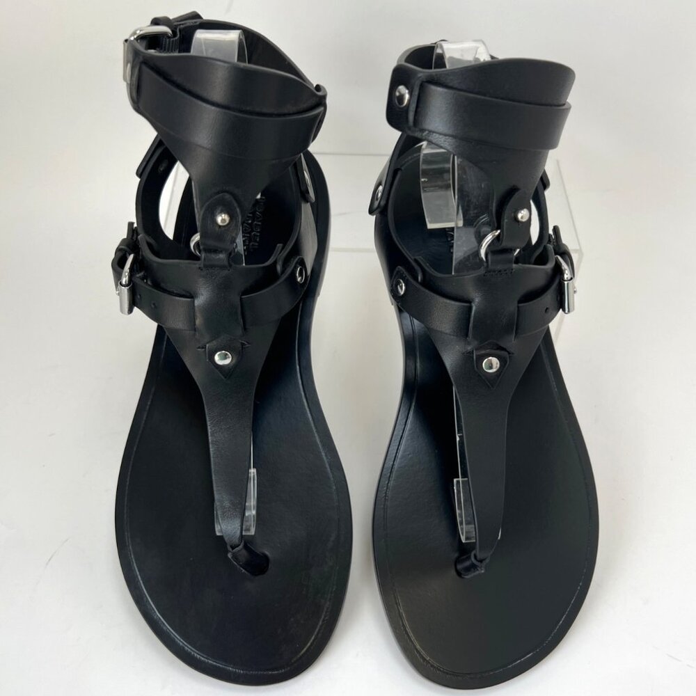 Isabel Marant Eveen Black Leather Gladiator Sandals Removable ankle strap Sz 40 - Picture 8 of 15